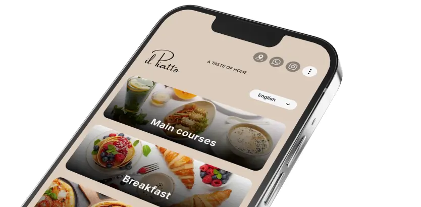Digital menu categories in mobile phone by tableqr.co