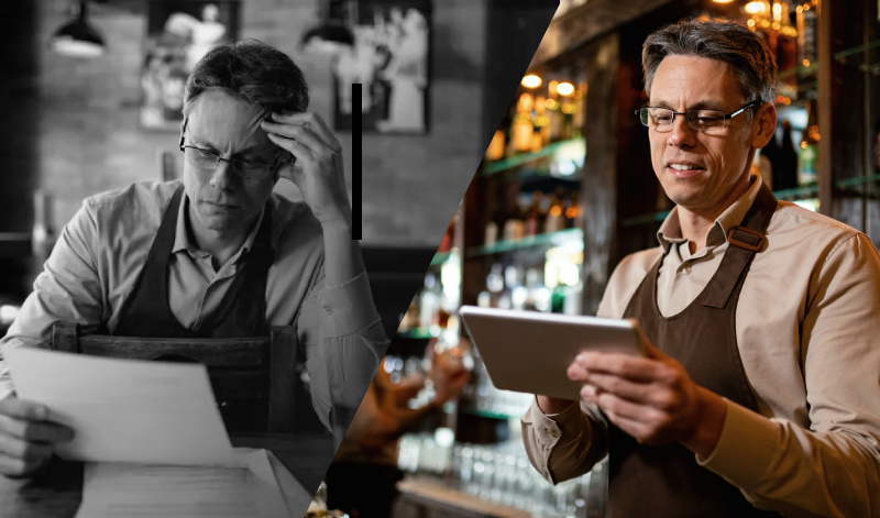 Restaurant owner handing off menu management to TableQR via WhatsApp instead of managing it themselves.