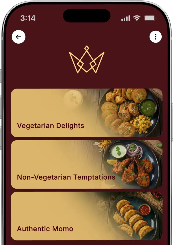 Mobile QR menu styled to match a restaurant brand with clear typography and layout