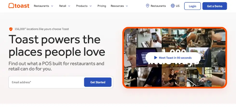 Toast POS website desktop screenshot