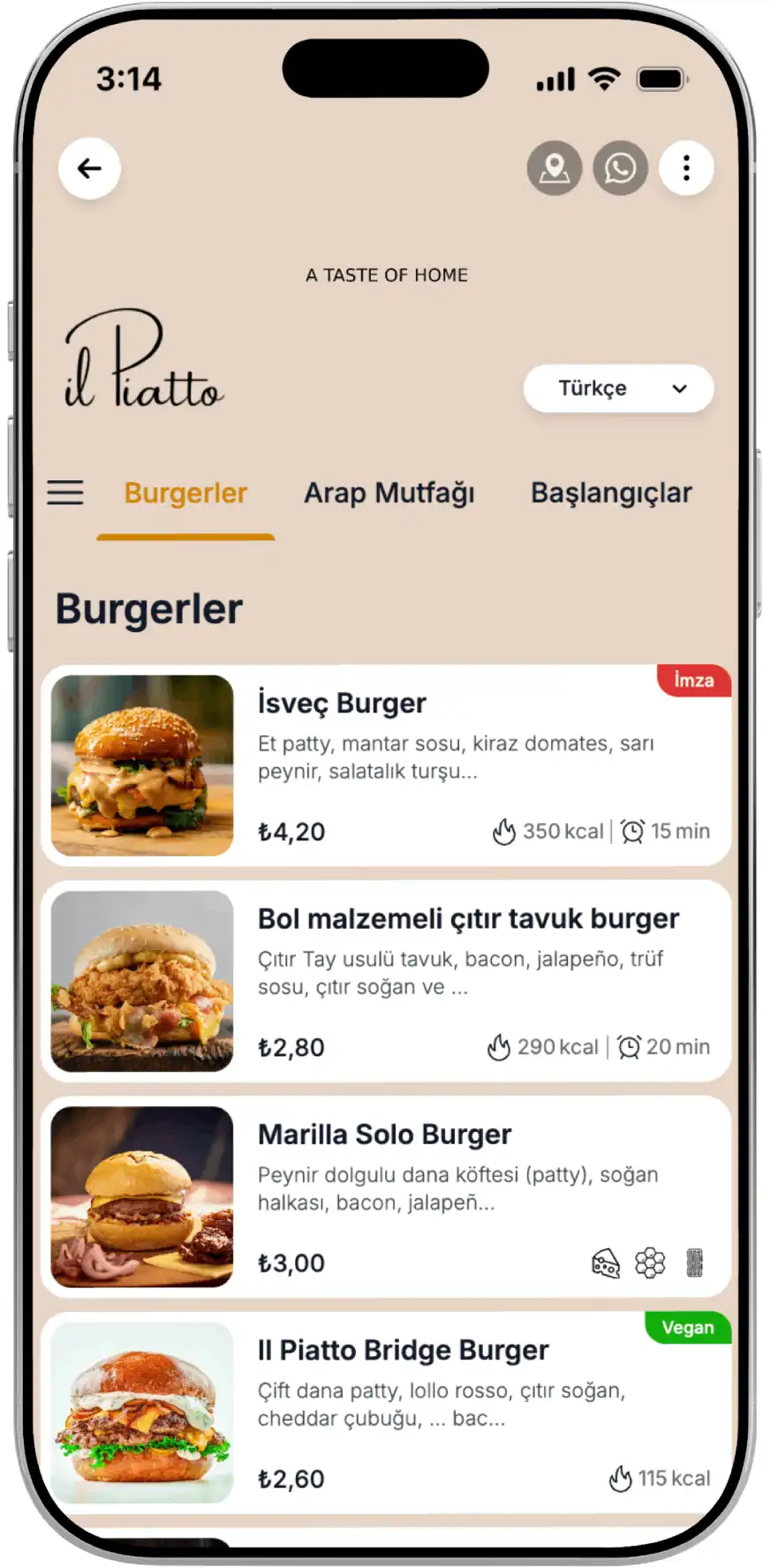 Digital QR Menu dipslaying in mobile screen with custom design.