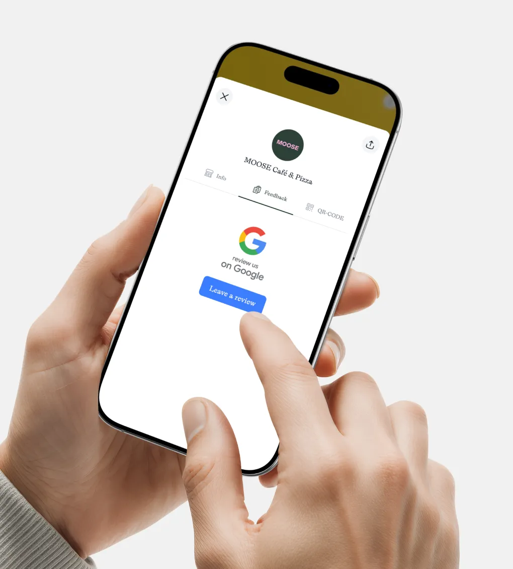 Digital Menu gogole reviews for guests.